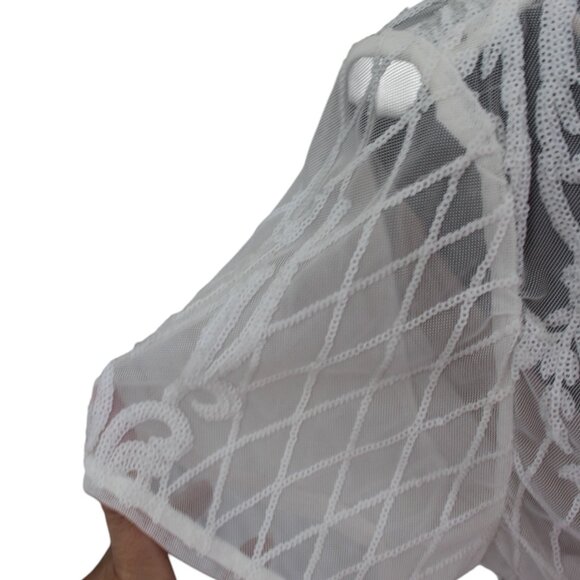 R&M Richards White Sequin Lattice Godet Gown 14W NWT's "Downton Abbey" - Picture 15 of 17